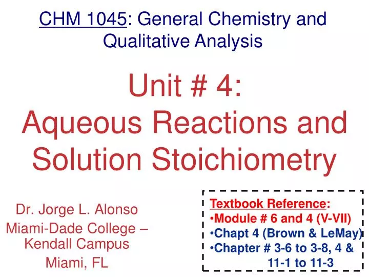 unit 4 aqueous reactions and solution stoichiometry
