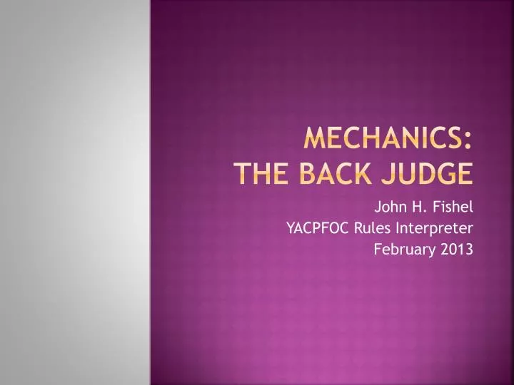 mechanics the back judge