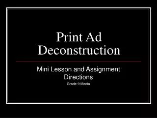Print Ad Deconstruction