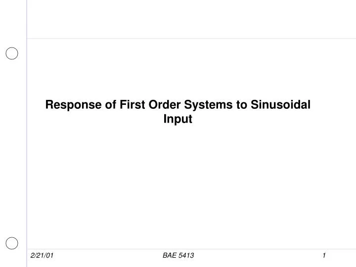 response of first order systems to sinusoidal input