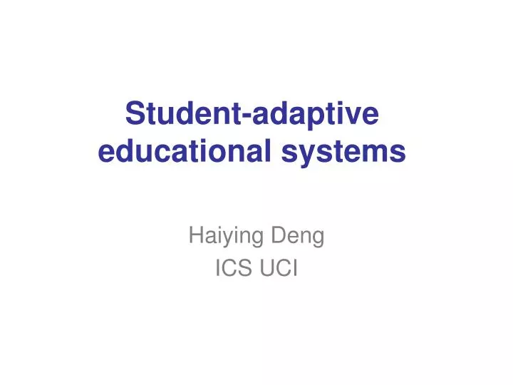 student adaptive educational systems
