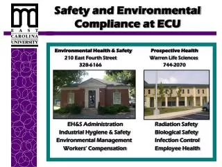 Safety and Environmental Compliance at ECU