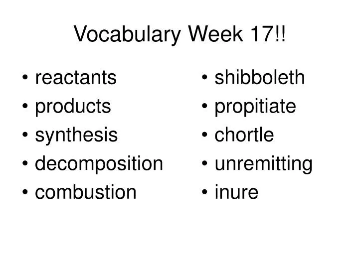 vocabulary week 17