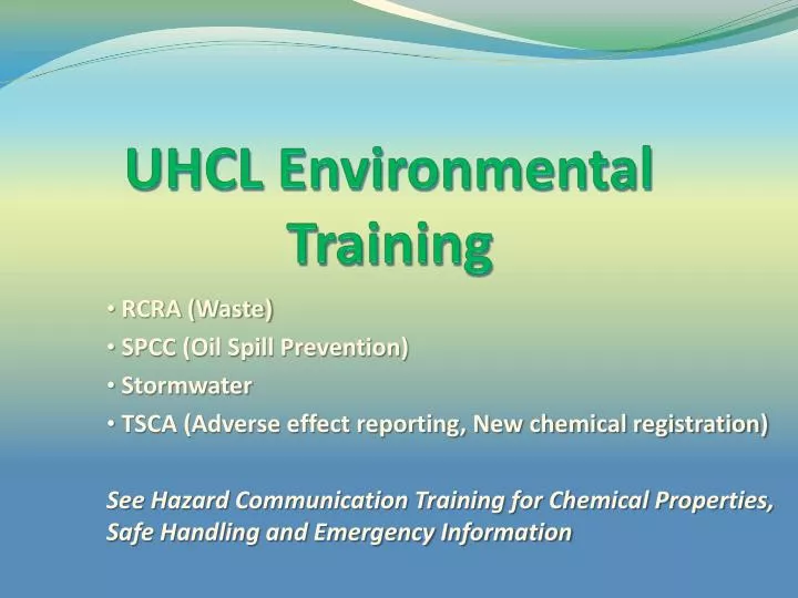 uhcl environmental training