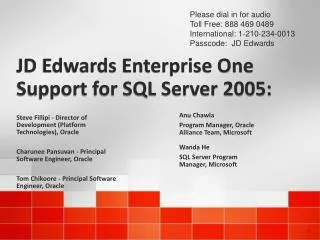 JD Edwards Enterprise One Support for SQL Server 2005: