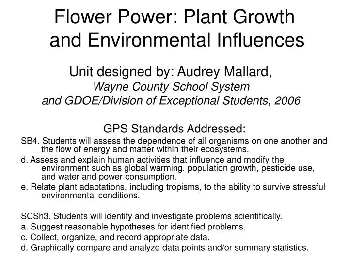 flower power plant growth and environmental influences