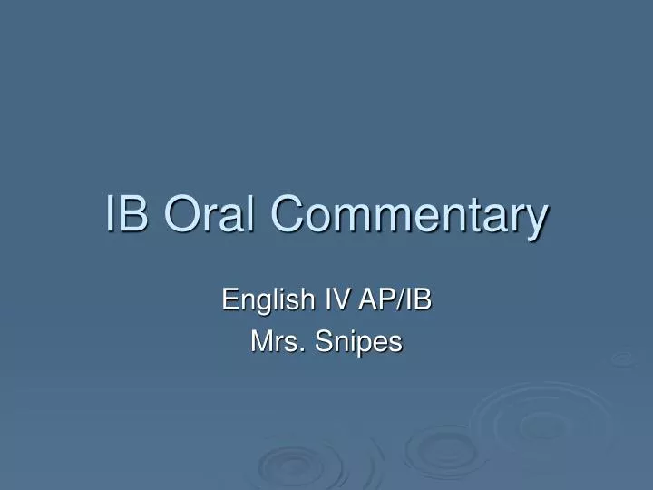 ib oral commentary