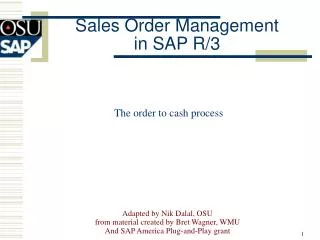 Sales Order Management in SAP R/3