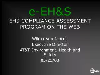 e-EH&amp;S EHS COMPLIANCE ASSESSMENT PROGRAM ON THE WEB