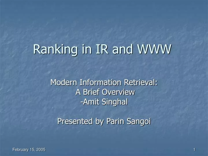 ranking in ir and www