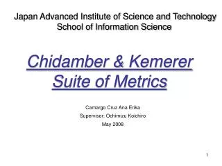 Chidamber &amp; Kemerer Suite of Metrics