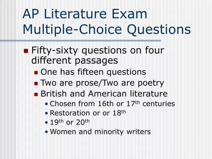 ap literature exam multiple choice questions