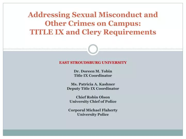 addressing sexual misconduct and other crimes on campus title ix and clery requirements