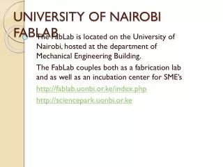 UNIVERSITY OF NAIROBI FABLAB