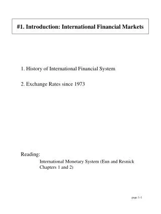 #1. Introduction: International Financial Markets