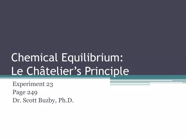 chemical equilibrium le ch telier s principle