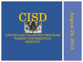 CISD Gifted And Talented Program Parent Information Meeting