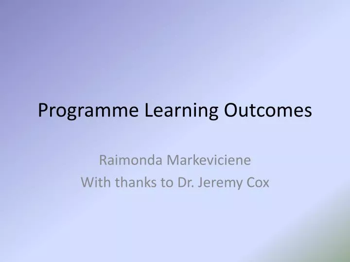 programme learning outcomes