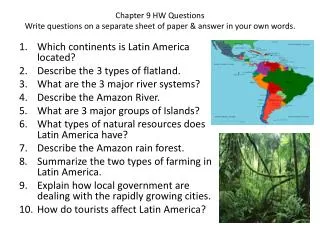 Chapter 9 HW Questions Write questions on a separate sheet of paper &amp; answer in your own words.
