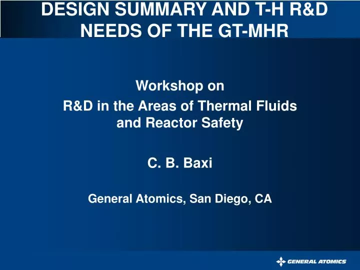 design summary and t h r d needs of the gt mhr
