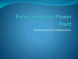 Pulverized Coal Power Plant