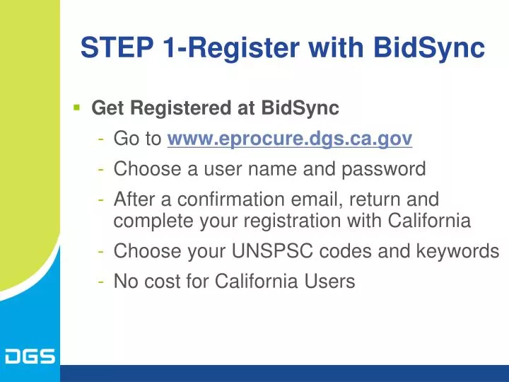 step 1 register with bidsync