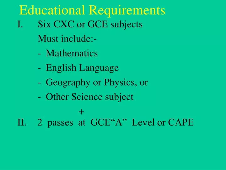 educational requirements
