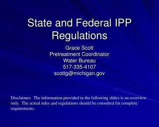State and Federal IPP Regulations