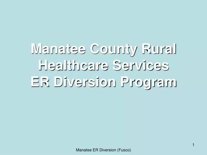 manatee county rural healthcare services er diversion program