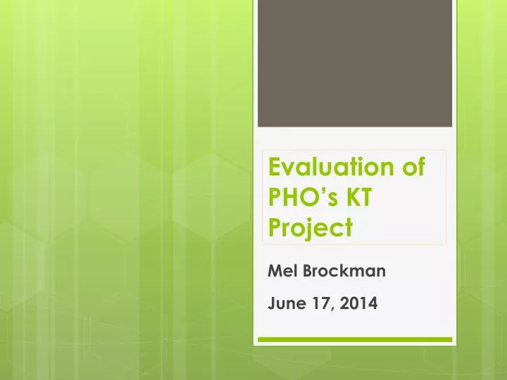 evaluation of pho s kt project