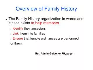 Overview of Family History