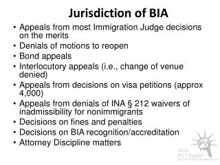 Jurisdiction o f BIA