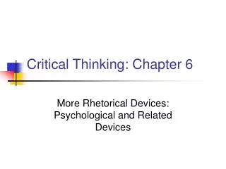 Critical Thinking: Chapter 6