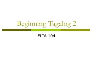 Beginning Tagalog 2