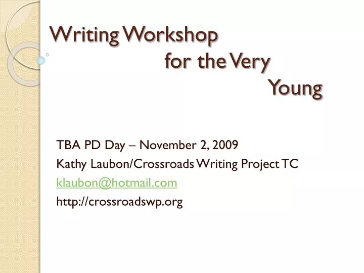 writing workshop for the very young