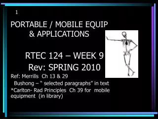 PORTABLE / MOBILE EQUIP &amp; APPLICATIONS