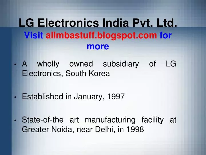 lg electronics india pvt ltd visit allmbastuff blogspot com for more