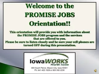 Welcome to the PROMISE JOBS Orientation!!