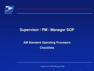 Supervisor / PM / Manager SOP