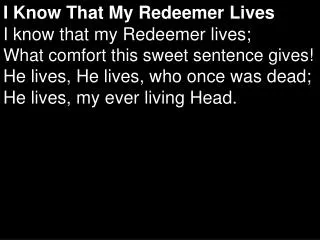 I Know That My Redeemer