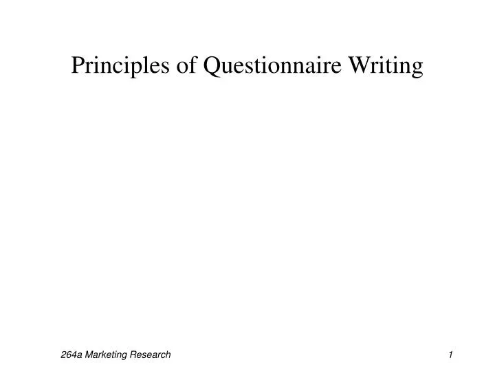 principles of questionnaire writing