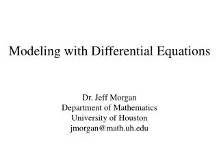 Modeling with Differential Equations