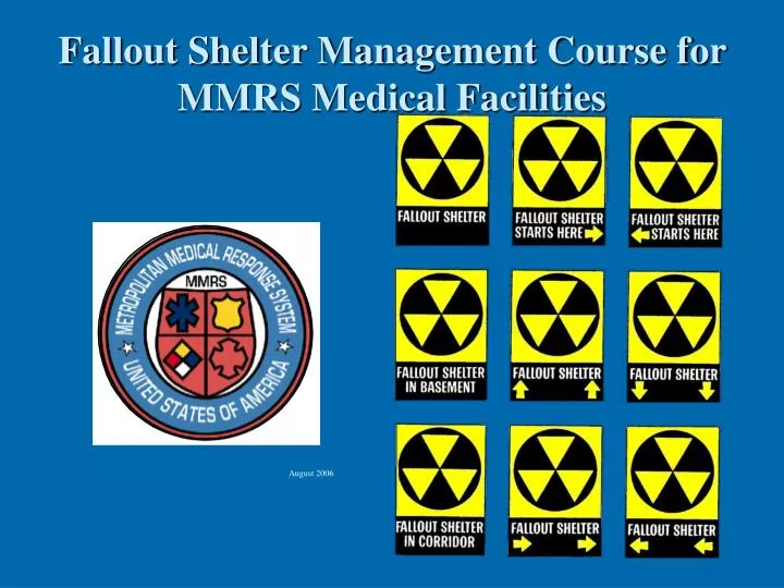 fallout shelter management course for mmrs medical facilities