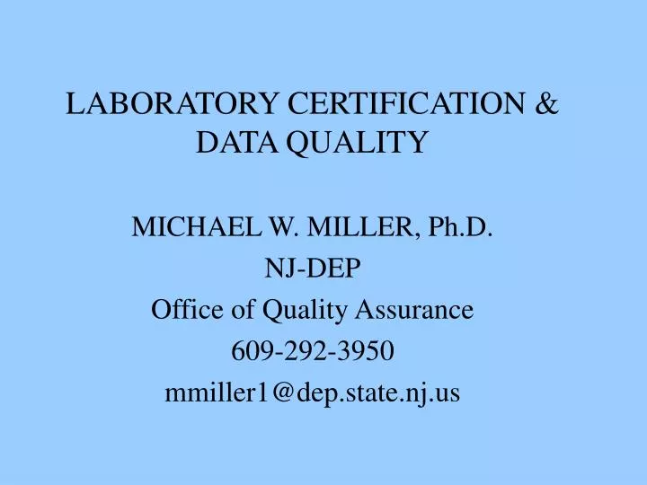 laboratory certification data quality