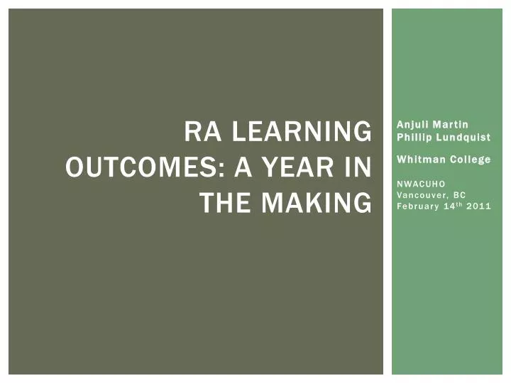 ra learning outcomes a year in the making