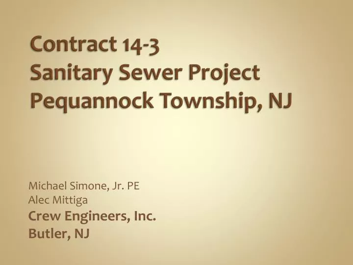 contract 14 3 sanitary sewer project pequannock township nj
