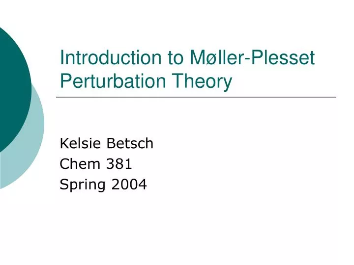 introduction to m ller plesset perturbation theory