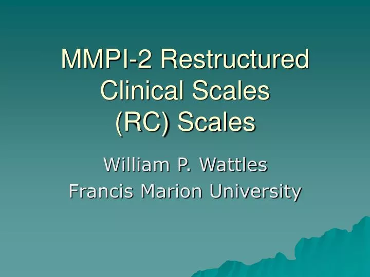 mmpi 2 restructured clinical scales rc scales
