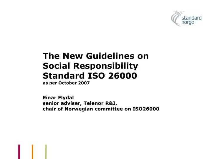the new guidelines on social responsibility standard iso 26000 as per october 2007