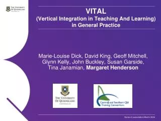 vital vertical integration in teaching and learning in general practice